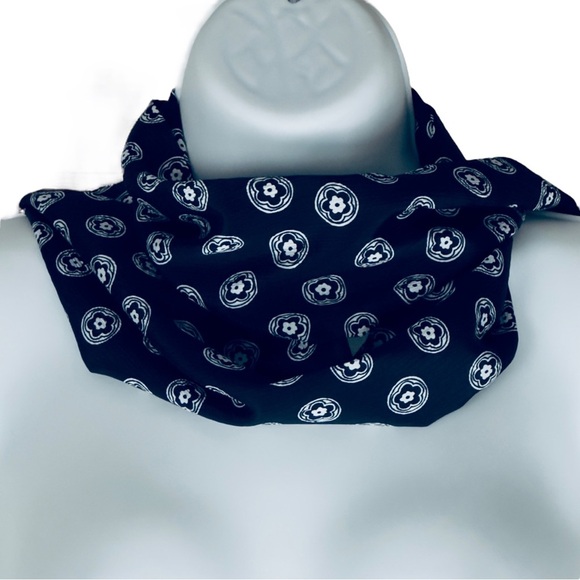 Black White Flower Power Long Head Scarf Hair Tie Belt - Picture 4 of 8